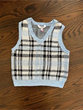 NOBO Plaid Sweater Vest Crop Top (Size Small, Y2K)